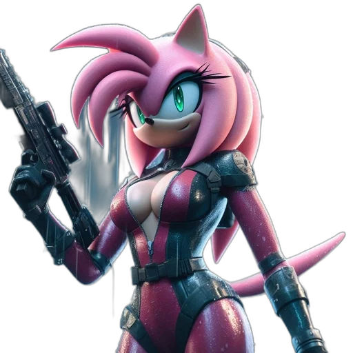 weapon, concept art, 3d render, comic book art, cyberpunk, anthropomorphic, cat-like, character transparent PNG cut-out