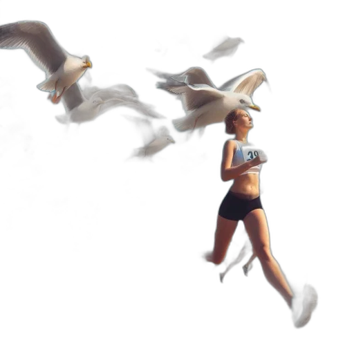 concept art, photorealistic, 3d render, pixel art, woman, marathon, wearing, bib transparent PNG cut-out