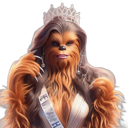 crown, concept art, photorealistic, fantasy art, comic book art, chewbacca, star, wars transparent PNG cut-out