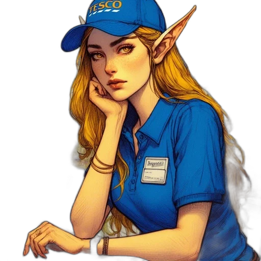 staff, hat, fantasy art, cartoon, concept art, pixel art, blue, young transparent PNG cut-out