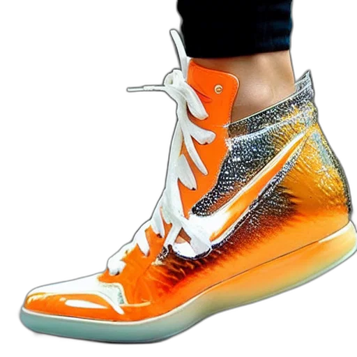 shoes, 3d render, neon, glass transparent PNG cut-out