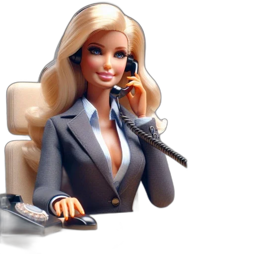 staff, 3d render, cartoon, concept art, barbie-like, doll, portrays, businesswoman transparent PNG cut-out