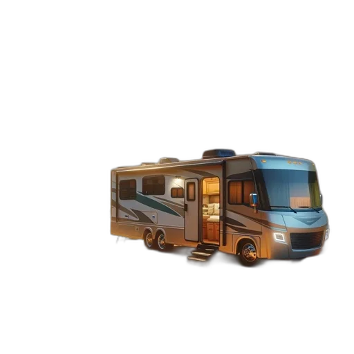 car, 3d render, concept art, pixel art, photorealistic, modern, motorhome, rests transparent PNG cut-out