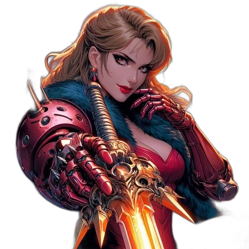 weapon, sword, staff, comic book art, concept art, fantasy art, pixel art, red transparent PNG cut-out