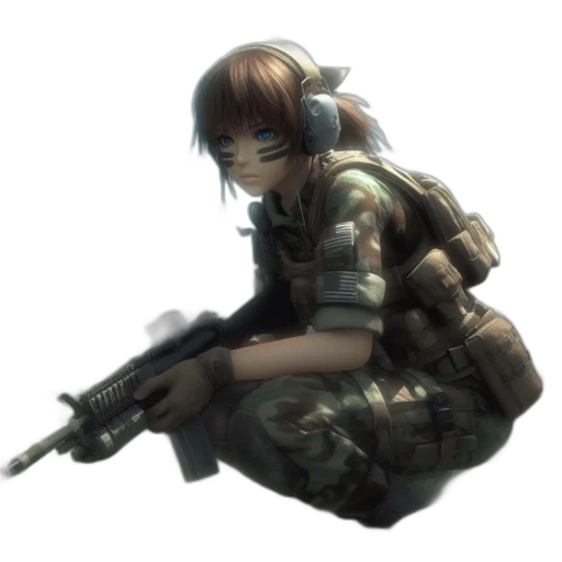weapon, staff, face, concept art, 3d render, cyberpunk, anime, female transparent PNG cut-out