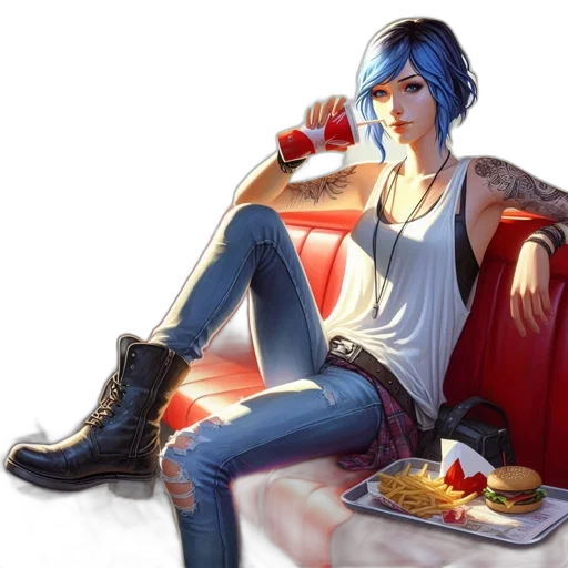food, concept art, fantasy art, cyberpunk, comic book art, neon lights, blue, red transparent PNG cut-out