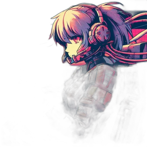robot, mask, weapon, jacket, cyberpunk, anime, concept art, pixel art transparent PNG cut-out