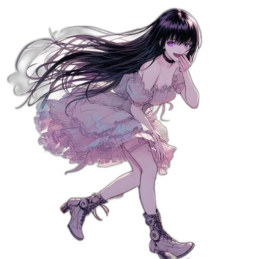 dress, shoes, creature, hair, concept art, anime, pixel art, watercolor transparent PNG cut-out