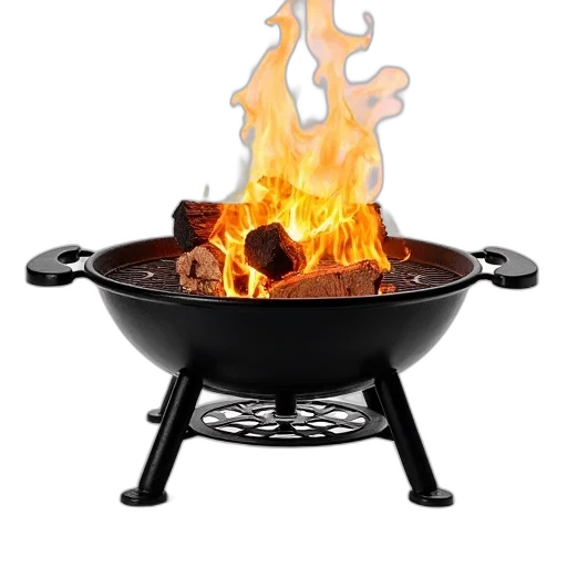 food, jacket, 3d render, photorealistic, fire, black, cast, iron transparent PNG cut-out