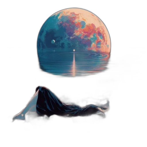 umbrella, creature, hair, dress, concept art, vaporwave, fantasy art, pixel art transparent PNG cut-out