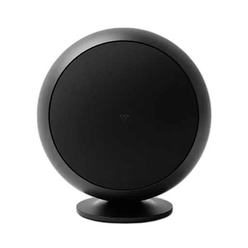 robot, 3d render, sleek, modern, black, speaker, circular, design transparent PNG cut-out