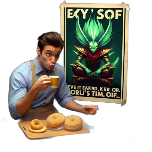 food, staff, concept art, fantasy art, pixel art, 3d render, inside, wood-panelled transparent PNG cut-out