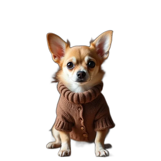 jacket, animal, staff, dress, photorealistic, 3d render, chihuahua, puppy transparent PNG cut-out