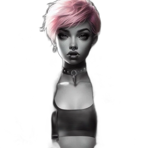 face, robot, dress, creature, cyberpunk, concept art, fantasy art, photorealistic transparent PNG cut-out