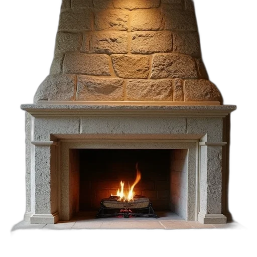 furniture, jacket, photorealistic, 3d render, fire, earth tones, large, fireplace transparent PNG cut-out