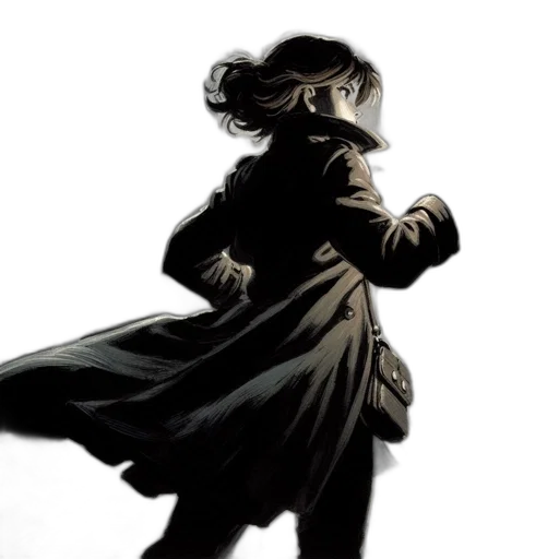 staff, comic book art, concept art, fantasy art, dark, young, woman, long transparent PNG cut-out