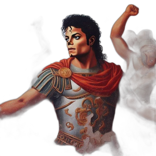 fantasy art, photorealistic, concept art, 3d render, michael, jackson, portrayed, armored transparent PNG cut-out