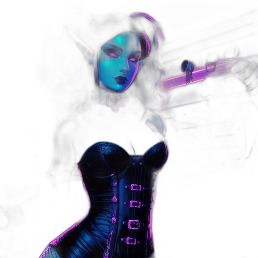 robot, dress, mask, staff, concept art, cyberpunk, fantasy art, comic book art transparent PNG cut-out