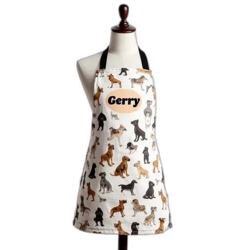 dress, mannequin, wearing, white, apron, pattern, various, dog transparent PNG cut-out