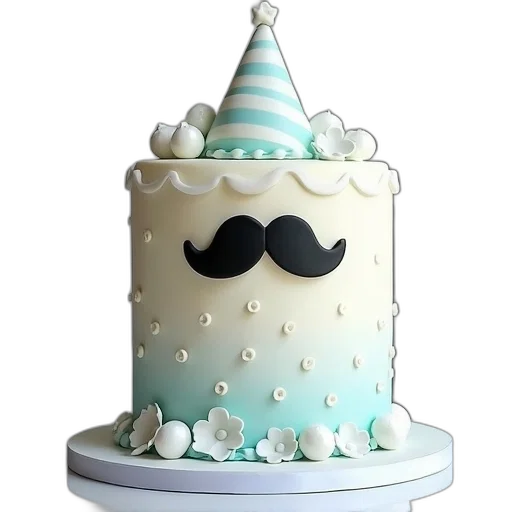 3d render, baby, boy, cake, mustache transparent PNG cut-out