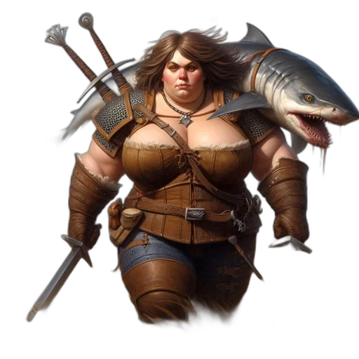 weapon, concept art, fantasy art, comic book art, photorealistic, woman, leather, armor transparent PNG cut-out