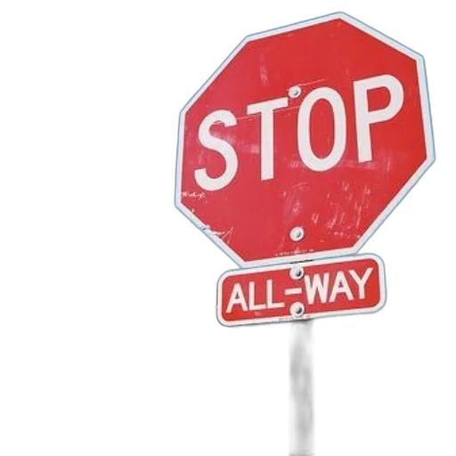 weapon, staff, 3d render, red, stop, sign, all-way, underneath transparent PNG cut-out