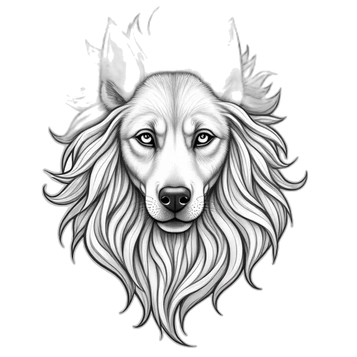 hair, creature, crown, animal, fantasy art, pencil sketch, cartoon, photorealistic transparent PNG cut-out