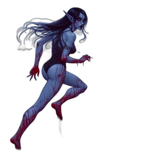 creature, concept art, comic book art, fantasy art, pixel art, blue, dark, ethereal transparent PNG cut-out