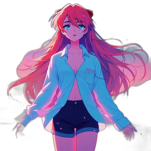 jacket, dress, creature, face, anime, pixel art, vaporwave, concept art transparent PNG cut-out