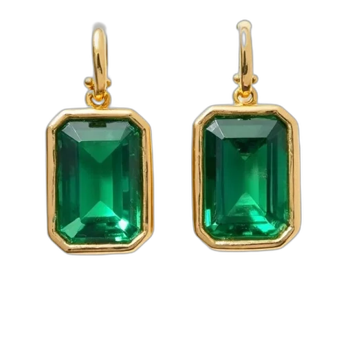 jewelry, green, pair, earrings, square, emerald, cut, gemstone transparent PNG cut-out