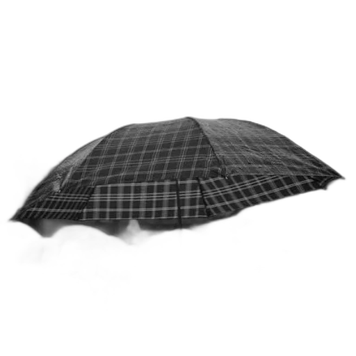 umbrella, hat, jacket, mask, 3d render, photorealistic, black, white transparent PNG cut-out