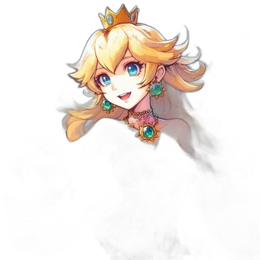crown, staff, dress, weapon, pixel art, watercolor, concept art, anime transparent PNG cut-out