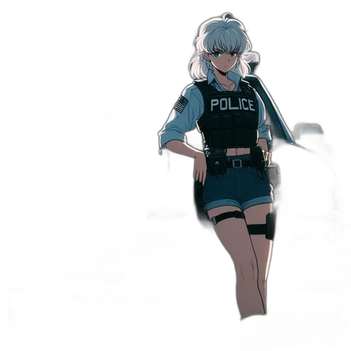 weapon, jacket, staff, dress, concept art, anime, 3d render, cyberpunk transparent PNG cut-out