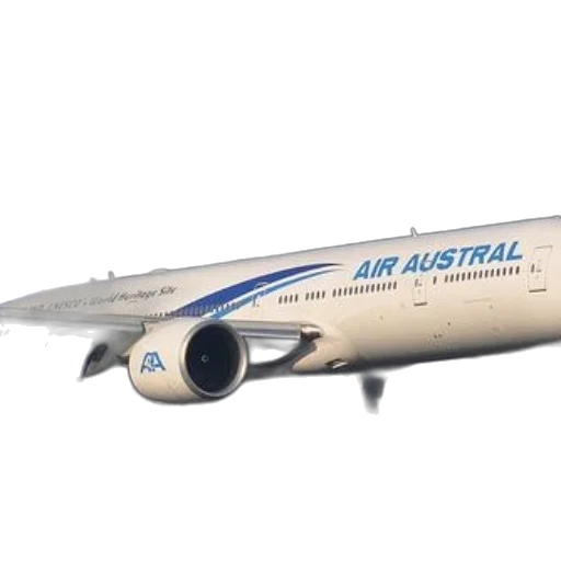 photorealistic, 3d render, air, austral, airplane, seen, runway, blue transparent PNG cut-out