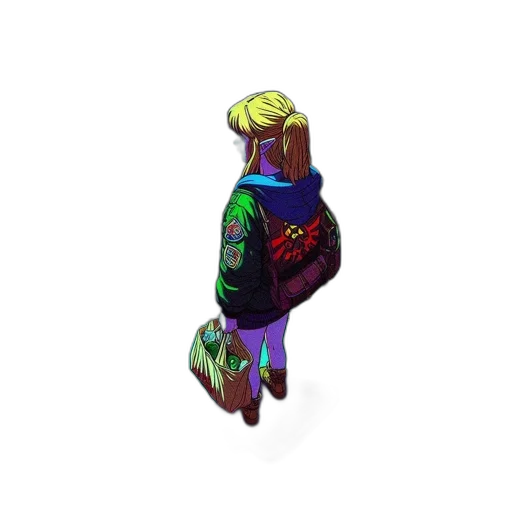 jacket, robot, staff, creature, 3d render, cyberpunk, concept art, pixel art transparent PNG cut-out