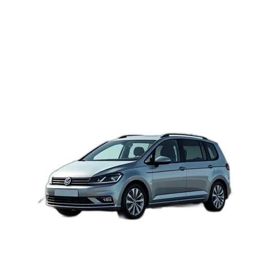 car, silver, volkswagen, touran transparent PNG cut-out