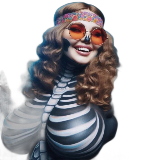 concept art, photorealistic, cartoon, 3d render, woman, skeletal, face, makeup transparent PNG cut-out
