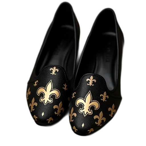 shoes, pair, black, flats, new, orleans, saints, fleur transparent PNG cut-out