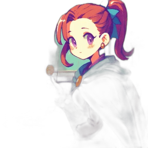 staff, jacket, weapon, robot, anime, pixel art, vaporwave, cartoon transparent PNG cut-out