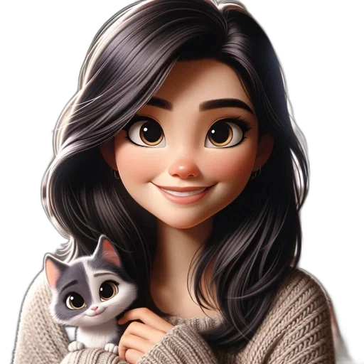 cartoon, photorealistic, 3d render, fantasy art, snow, illustration, features, woman transparent PNG cut-out