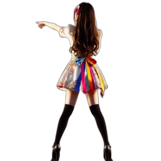 dress, hair, jacket, staff, concept art, 3d render, pixel art, cartoon transparent PNG cut-out