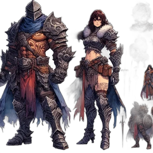 fantasy art, concept art, comic book art, pixel art, dark, monochrome, image, displays transparent PNG cut-out