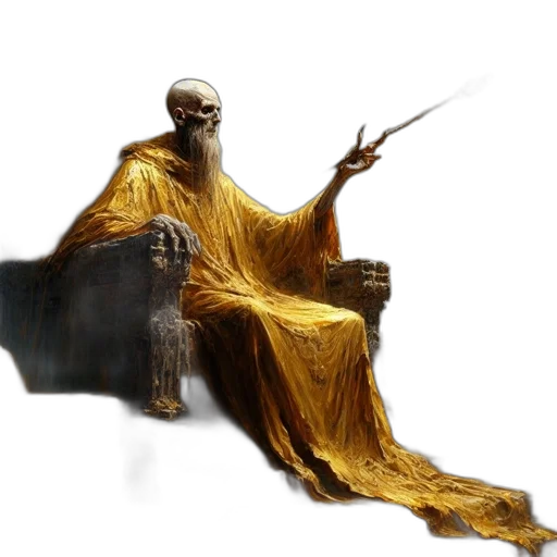staff, creature, sword, dress, concept art, fantasy art, 3d render, photorealistic transparent PNG cut-out