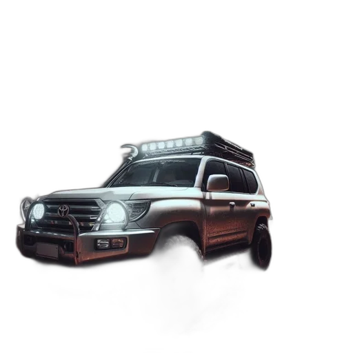 car, weapon, concept art, photorealistic, 3d render, pixel art, white, off-road transparent PNG cut-out