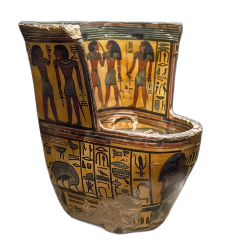 ancient, egyptian, artifact, possibly, ceremonial, vessel, urn, intricate transparent PNG cut-out