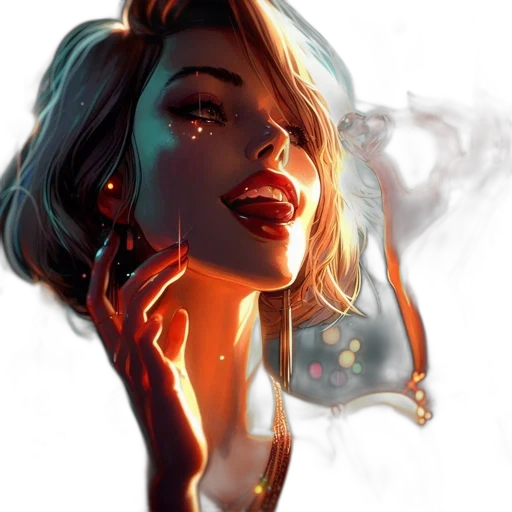 face, mask, dress, comic book art, concept art, fantasy art, photorealistic, neon lights transparent PNG cut-out