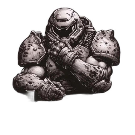 robot, creature, concept art, fantasy art, comic book art, pencil sketch, armored, figure transparent PNG cut-out