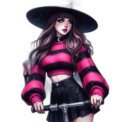 hat, staff, dress, creature, fantasy art, concept art, pixel art, watercolor transparent PNG cut-out