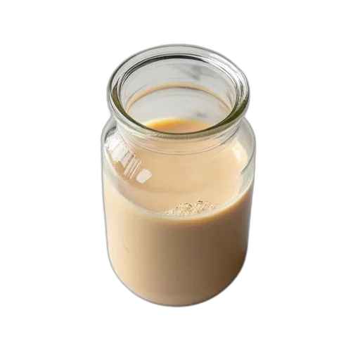food, bottle, glass, jar, filled, creamy, liquid, placed transparent PNG cut-out
