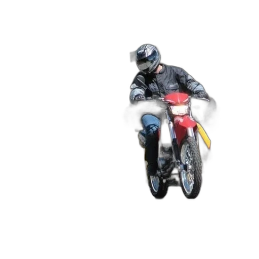 photorealistic, 3d render, concept art, pixel art, person, motorcycle, riding, front transparent PNG cut-out